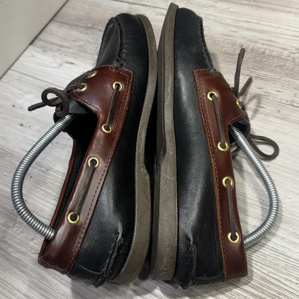 Sperry Top-Sider Men's Original 2 Eye Boat Shoe Black/Amaretto Leather Size 9.5M